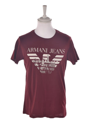 ARMANI JEANS T-Shirt - L / Bordeaux / Mand - SassyLAB Secondhand
