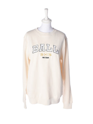 BALL Sweatshirt - S / Hvid / Unisex - SassyLAB Secondhand