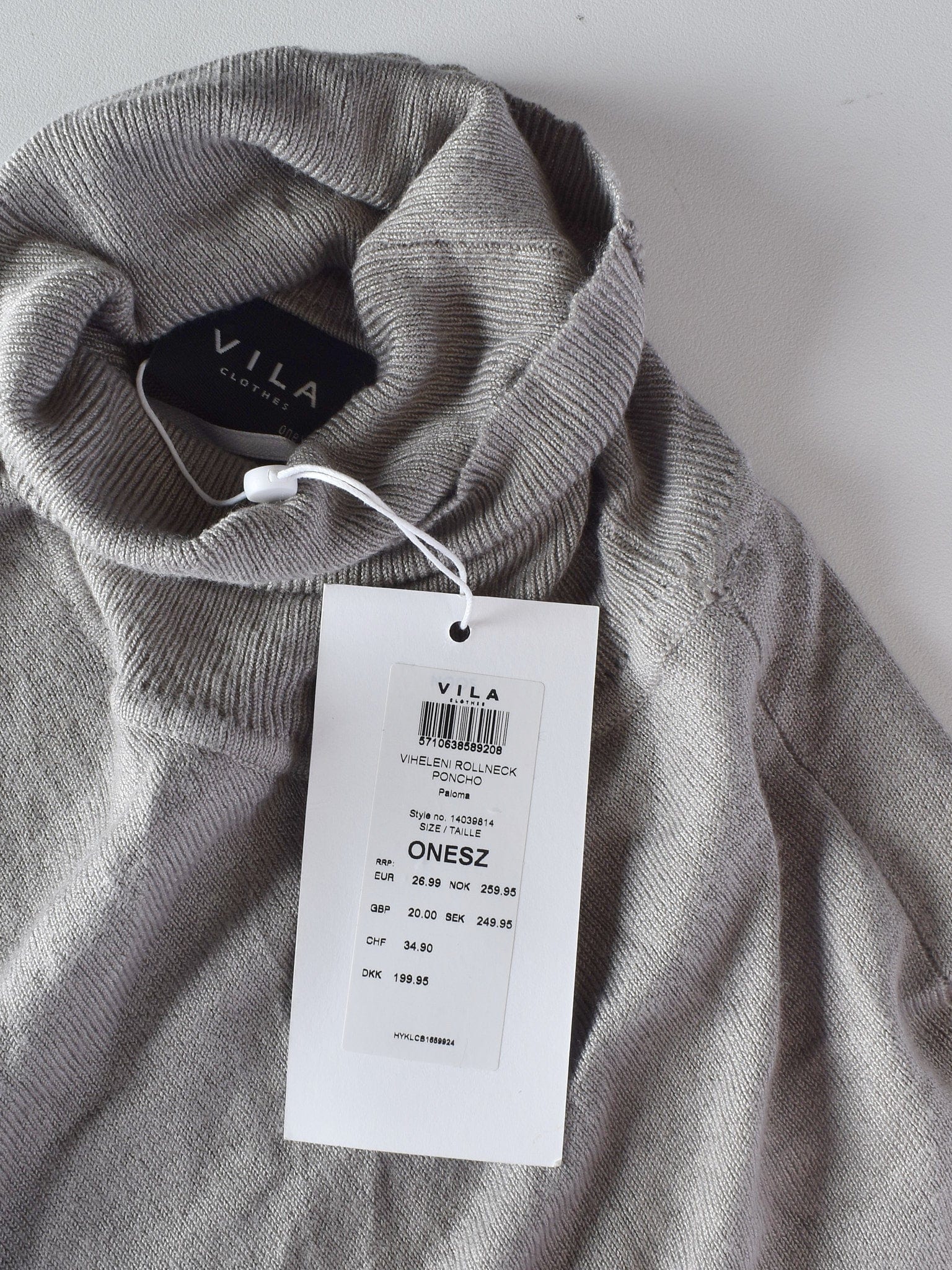 VILA Poncho - One Size / Grå / Kvinde - SassyLAB Secondhand